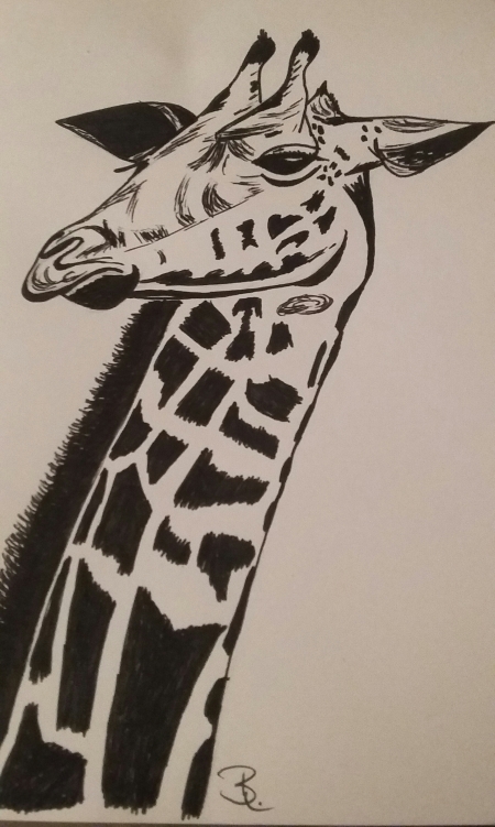 Giraffe schwarz weiß A5