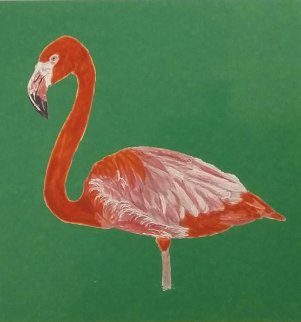 Flamingo mit grünem Hintergrund Druck A5