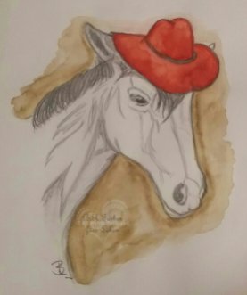Pferd mit Hut A5